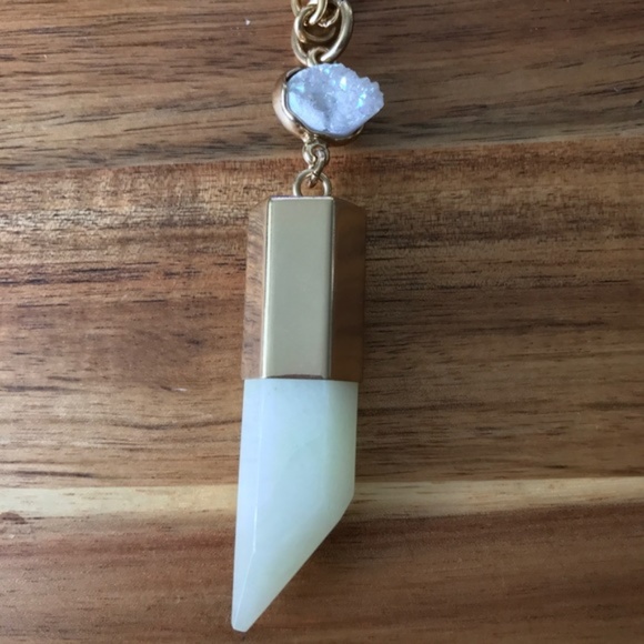 Jessica Elliot Jewelry - Genuine White Quartz Stone with Druzy & Chain